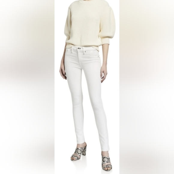 NWT Rag & Bone high rise ankle skinny white denim stretchy jeans size 23 - Picture 3 of 10